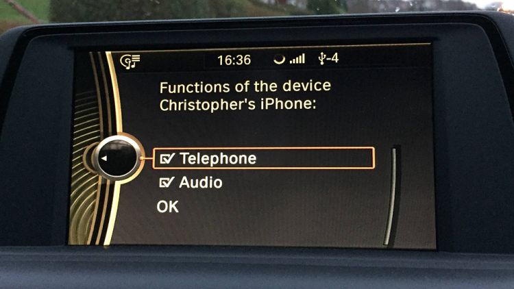 Photo showing bluetooth audio is available on iDrive